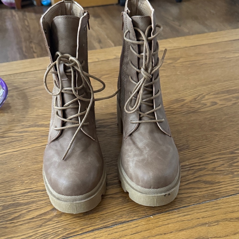 Brown Lace-Up Ankle Boots